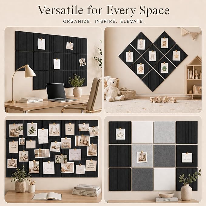 Large Cork Boards for Walls – 36 x 24 Self Adhesive Felt Wall Tiles - Image 6
