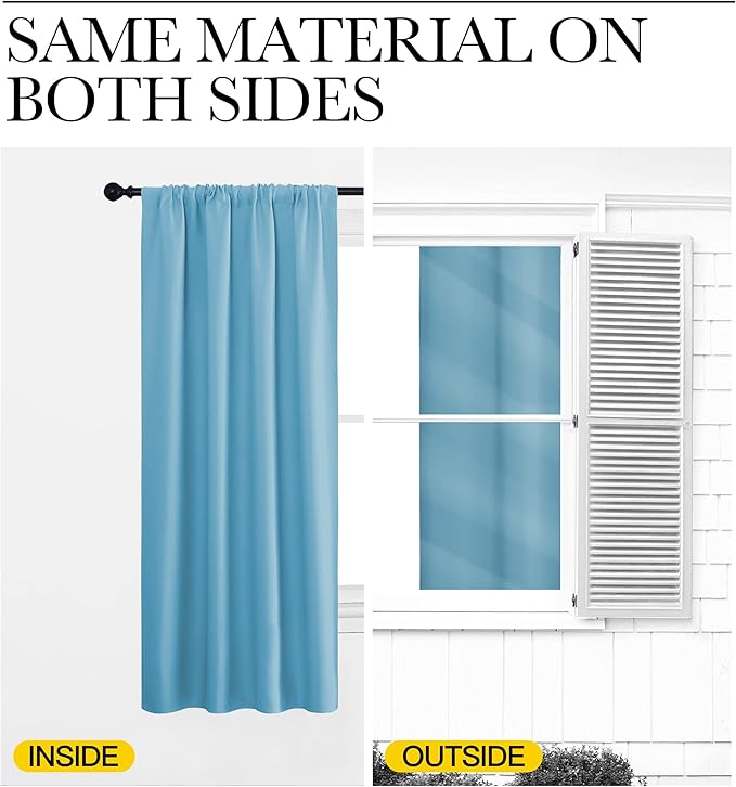 NICETOWN Blackout Curtains for Living Curtains, Teal Blue, 2 Panels, 52 by 95 - Image 5