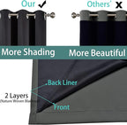 Dark Grey Full Shade Curtain Panels, Heavy Duty Lined Curtains 63 Inches Long - Image 5