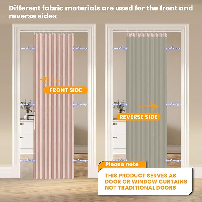 AJAZZ 100% Blackout Magnetic Door Curtain Accordion Doors Interior Closet Door - Image 2