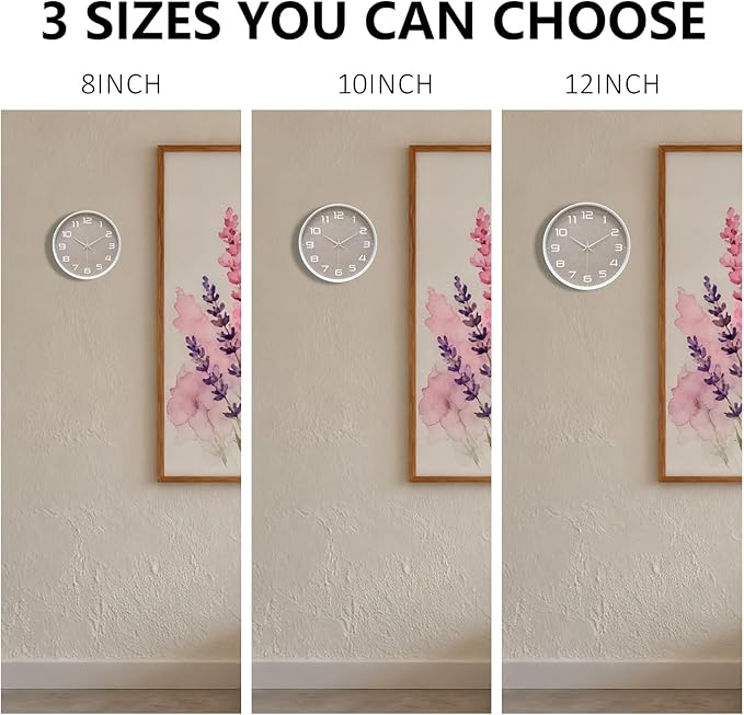 Modern Wall Clocks Battery Operated, 12 inch Silent Non Ticking Analog Clock - Image 9