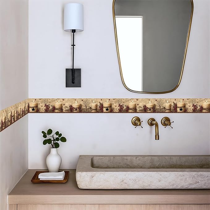 Rustic Farmhouse Wallpaper Border Peel and Stick 196x4 Inch Removable Wall - Image 3