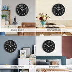 WISKALON 10 inch Wall Clock, Silent Non-Ticking Elegant Black Frame Wall Clock - Image 7