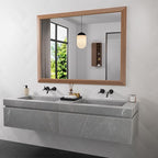 Amorho Bathroom Mirror, 48 X36 Inch Wall Mirror, Walnut Wood Grain Metal Framed - Image 7