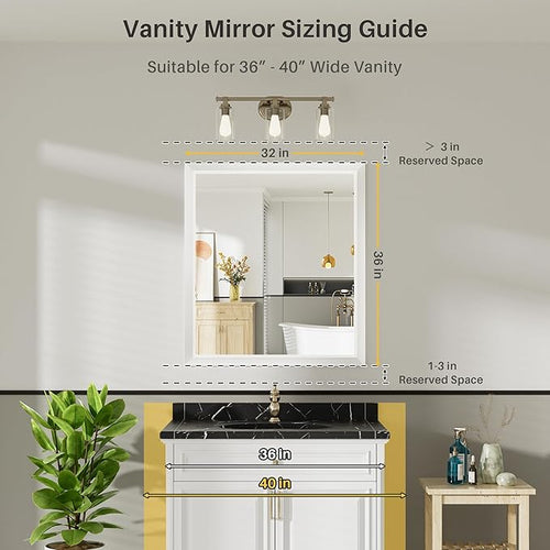 36x32 Inch White Bathroom Mirror - Image 2