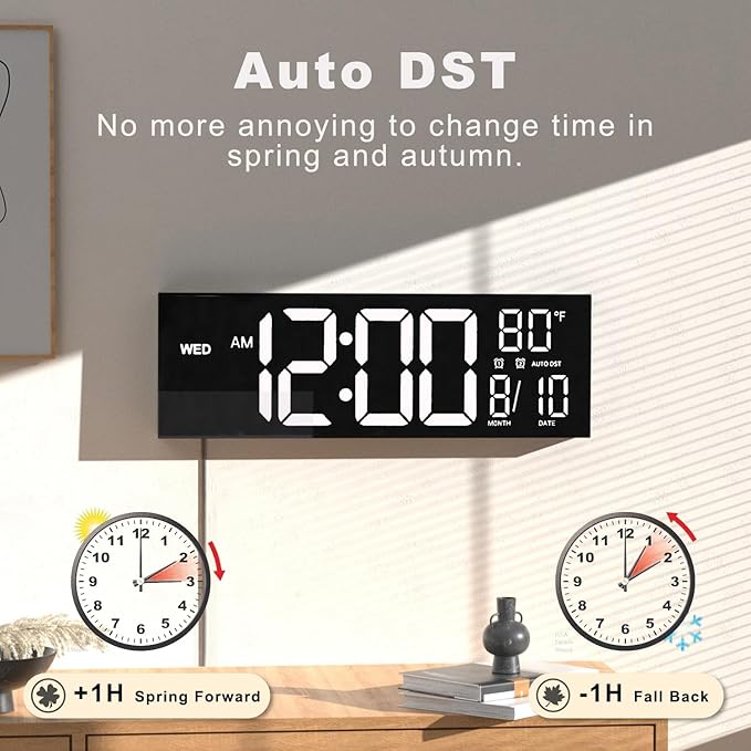 JALL 16" Large Digital Wall Mount Clock, Count Down Timer, Big LED, Temperature - Image 4