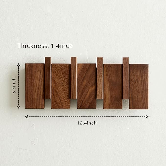 QUELLANCE Wooden Coat Hooks Wall Mounted, Coat Rack Hanger Wall Mount - Image 3