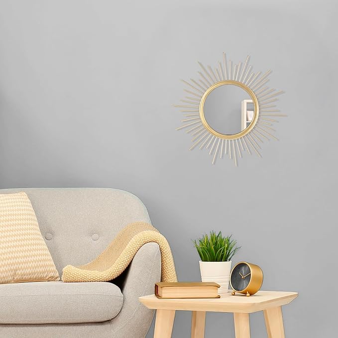 Gold Mirrors for Wall Sunburst Decor Art Mirror Bohemian Home Round Modern - Image 3