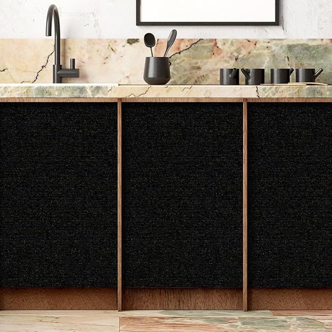 SHUFA Gold Black Cotton-Like Textured Grasscloth Wallpaper Matte Thick Real - Image 7