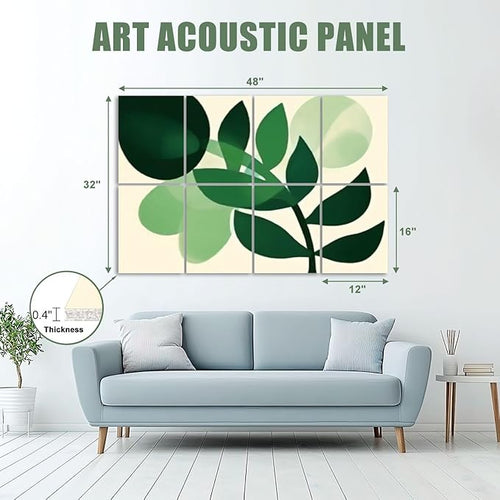 8 Pack Art Acoustic Panels Sound Absorbing Boho Botanical Leaf Orange Green - Image 2
