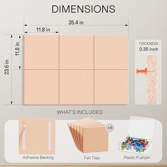 MaxGear Large Cork Board for Wall 36" x 24", Peach Beige Bulletin Board - Image 2