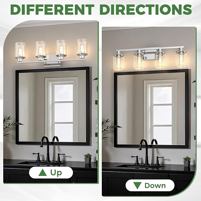 DORESshop 4-Light Vanity Light Fixtures, Chrome Bathroom Light Fixtures Over - Image 6