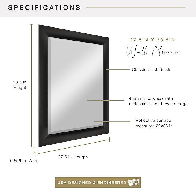 MCS Simplicity 22x28 Large Wall Mirror, Vertical & Horizontal Wall Hanging - Image 3