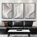 Large Framed Modern Abstract Wall Art, 3 Piece Minimalist Bright Style Prints by Cuspin