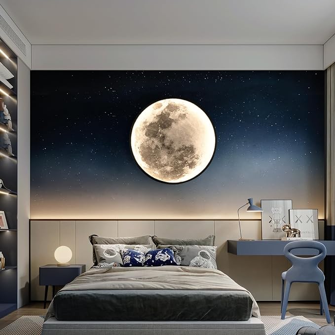 QIYIMEILUX Large Moon Wall Sconce Plug in Modern LED Dimmable Wall Light - Image 4