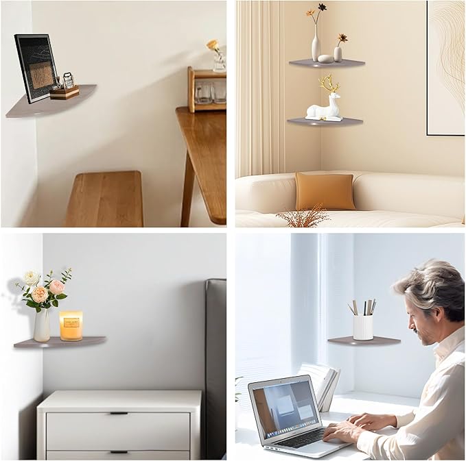 JJL Corner Wall Shelf, 12-Inch Sector Shelf - Image 6