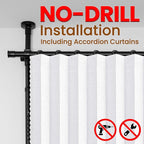 100% Blackout Room Divider Curtains Sets White W100 x L84 in 2 Panels No Drill - Image 3