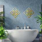 Weysat Wall Mount Home Mirror, 2 Pieces Silver Square Decorative Mirror - Image 5