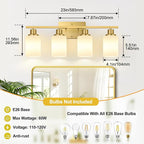 Indoi 4-Light Bathroom Light Fixtures, Brushed Gold Vanity Lights - Image 8