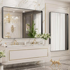 LOAAO 48X40 Inch Black Metal Framed Bathroom Mirror - Image 4