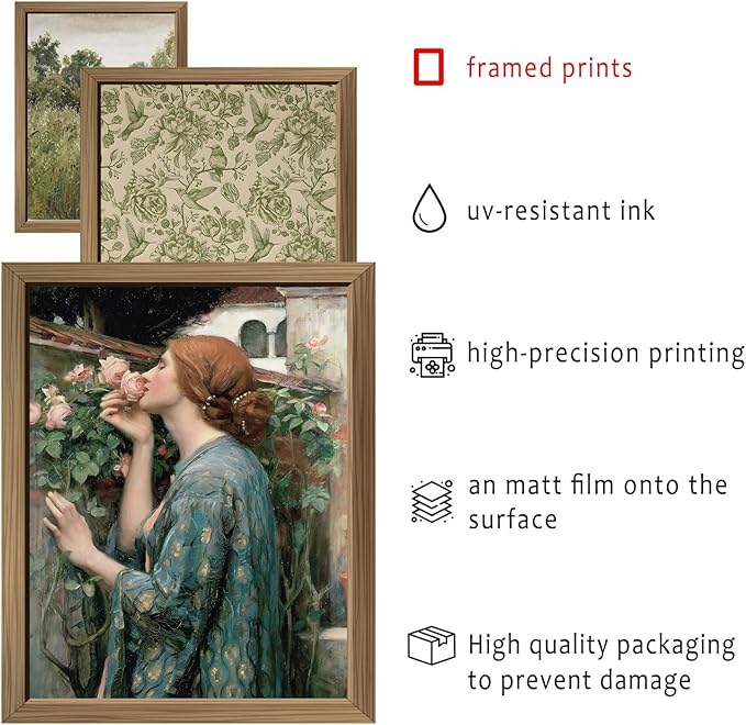 ANERZA 16 PCS Framed Vintage Wall Art Decor, French Country Wall Prints - Image 3