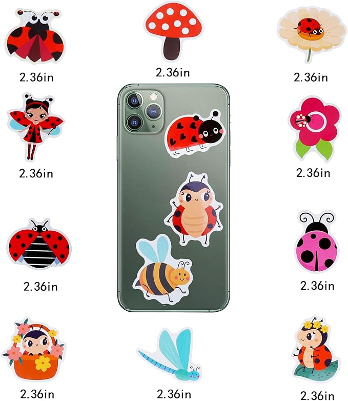 100 Pack Ladybug Stickers, Lady Bug Party Favors, Birthday Decorations