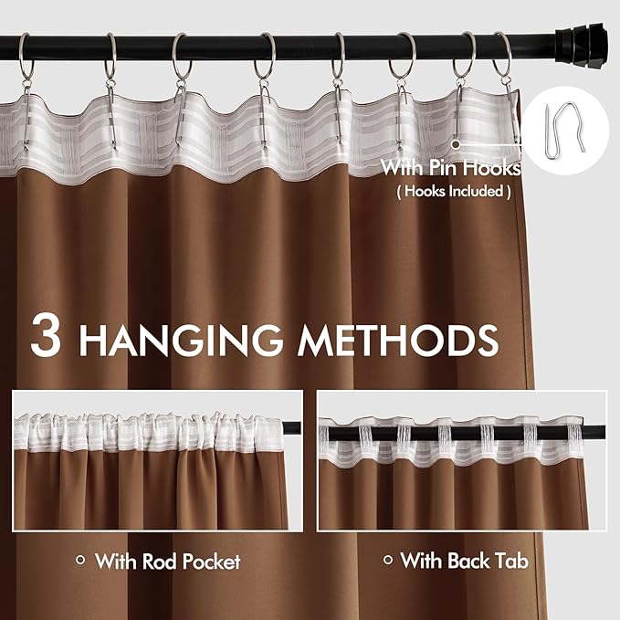 MIULEE Back Tab Blackout Curtains 120 Inch Long 2 Panels Set - Image 3