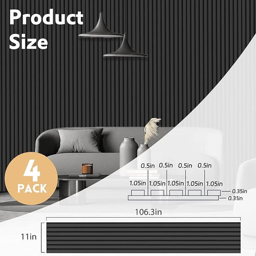 4 Pack Wood Panels for Wall, 106.3" × 11" Wood Slat Acoustic Panels for Wall - Image 2