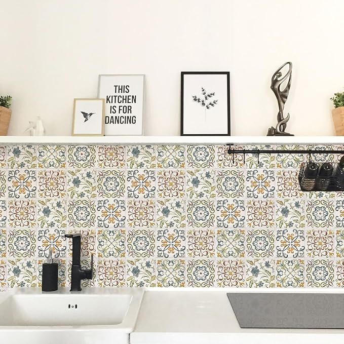 Wudnaye Bohemian Wallpaper Peel and Stick Faux Tile Contact Paper 17”×118” Tile - Image 5