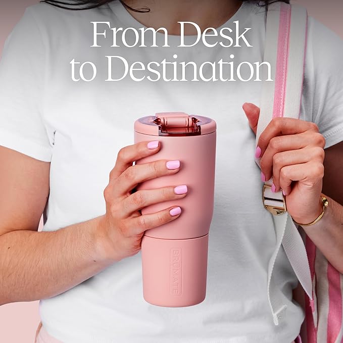 BrüMate Nav 35oz 100% Leak Proof Insulated Travel Tumbler with Magnetic BevLock™ Lid - Double Wall Cup-Holder Friendly Stainless Steel Mug (Neon Pink)