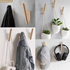 Wood Wall Hooks 4 Pack Coat Hooks Wall Mount Natural Wooden Hooks - Image 5