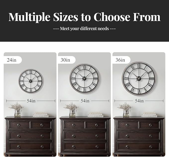 Cuspin Large Wall Clock for Living Room Decor, 30 Inch Round Farmhouse Wall - Image 6