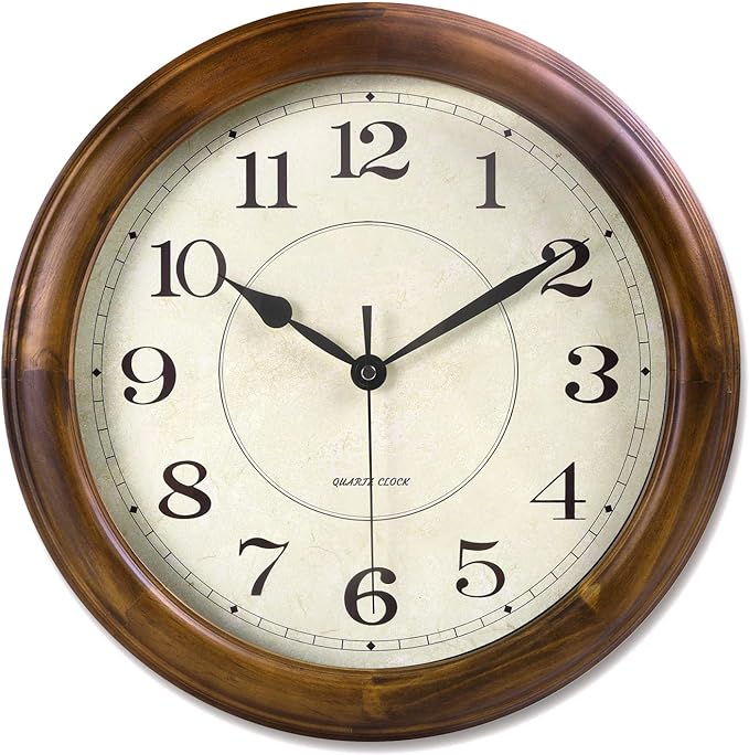 Kesin Wall Clock Wood 14 Inch Silent Wall Clocks Large Decorative Battery by Kesin
