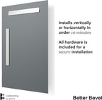 Better Bevel Frameless Rectangle Mirror | 18" x 40" Bathroom Wall Mirror - Image 3