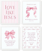 LARTSFRO Coquette Pink Bow Jesus Wall Art Decor Posters, Inspirational Bible by Unknown