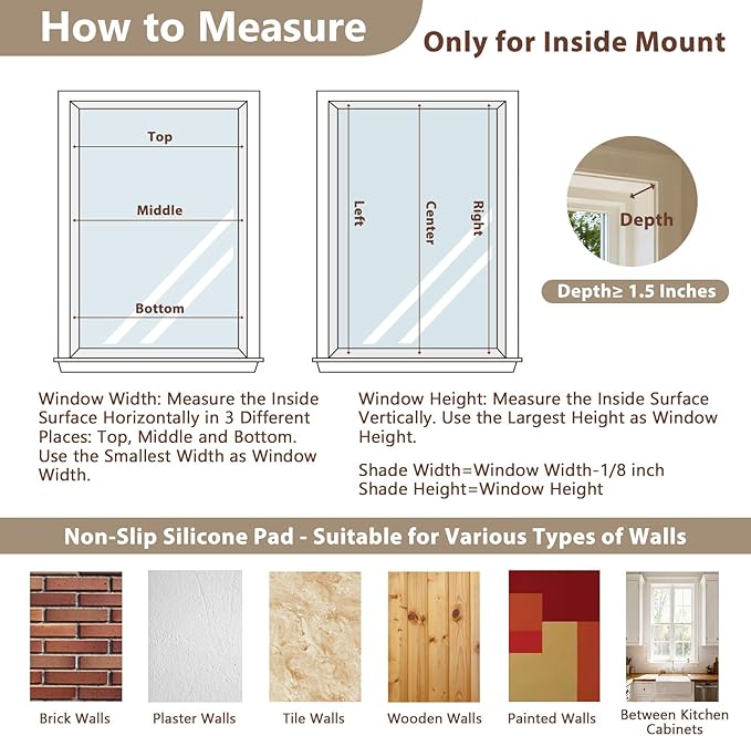 DEJAVU No Drill Cordless Blackout Roman Shades, Linen Textured Privacy Roman - Image 7