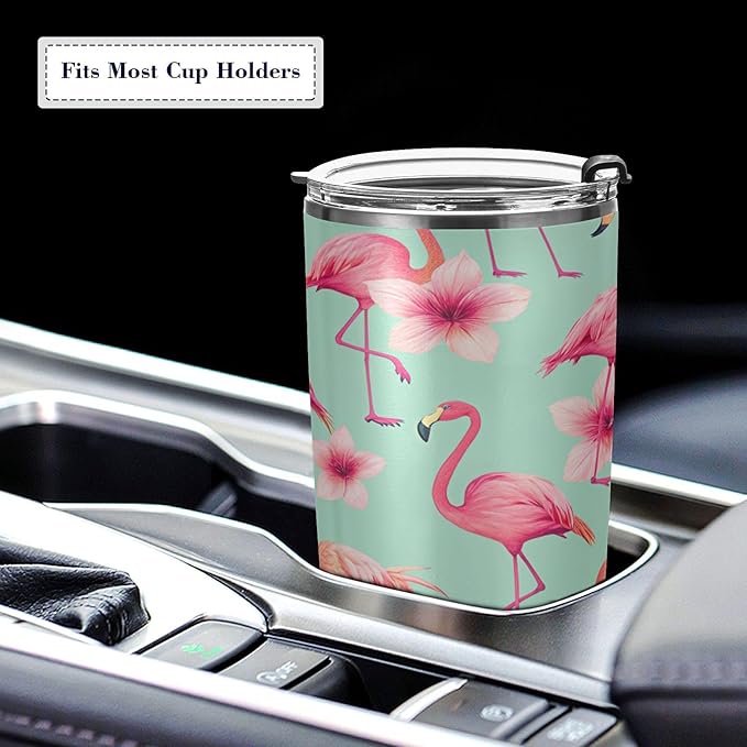 xigua 20oz Tumbler with Lid and Straw, Stainless Steel Vacuum Insulated Water Coffee Tumbler Cup, Beautiful Pink Flamingo Travel Mug Thermal Cup for Hot and Cold Drinks