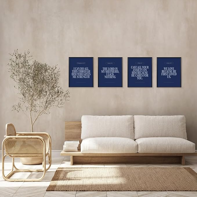 Locomiss Navy Blue Christian Wall Art Decor Posters, Minimalist Jesus Scripture - Image 4