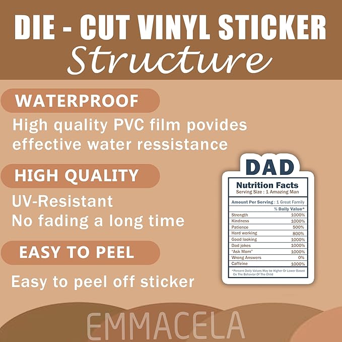 (3PCS) Dad Stickers, Waterproof Vinyl Decals for Laptops, Tumblers, Books, Scrapbooks, Water Bottles, Father's Day Gift for Dad, Papa 3 x 2.1 Inch