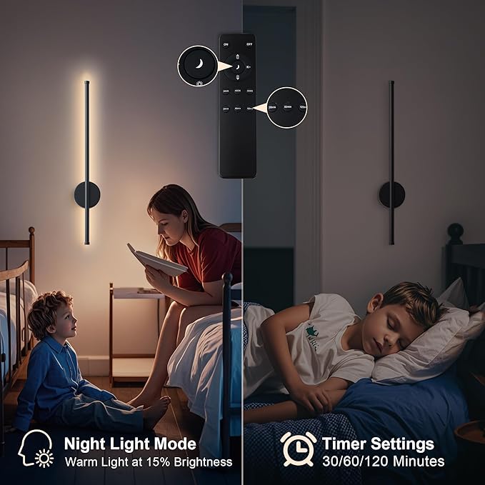Battery Operated Modern Wall Sconces, Dimmable Wireless Wall Light Set of Two - Image 5