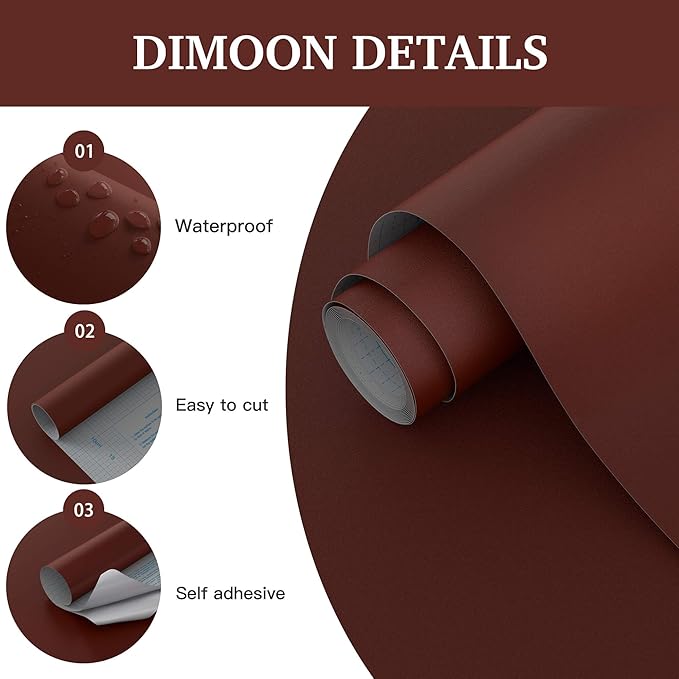 Dimoon 236"x17.7" Peel and Stick Wallpaper Dark Red Contact Paper - Image 5