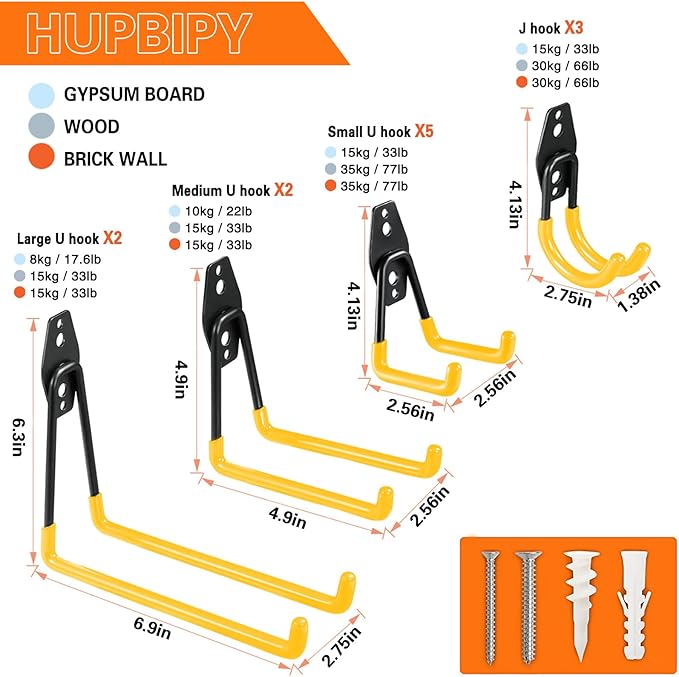 HUPBIPY 12 Pack Garage Hooks Heavy Duty Utility Steel - Image 2