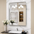 LOAAO 20X30 Inch Brushed Nickel Bathroom Mirror, Rounded Rectangle Silver Metal by LOAAO