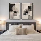 Large Framed Neutral Abstract Floral Wall Art, Minimalist Pictures - Image 3