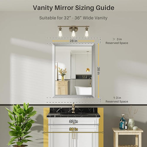 28x36 Inch Brushed Silver Bathroom Mirror - Image 2