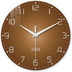 XNM Minimalist Wall Clock for Office Round Brown Wall Clock Battery Operated 20 by XNMwallclock