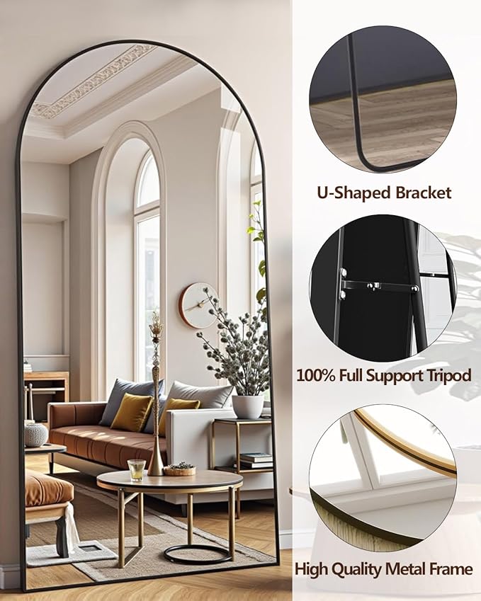 DMWOODFL 71"x30" Arched Full Length Mirror - Image 3