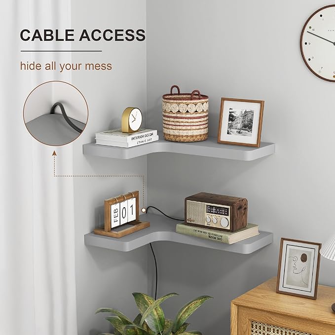 fuqing Corner Floating Shelves, Wall Shelf Set of 3, Shelves - Image 4