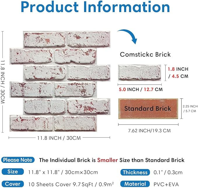3D Whitewash Brick Wall Panel Peel and Stick - Image 4