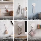 Heart Wall Hooks, 8 Pack, Cute White Decorative Accessories, Purse Hanger - Image 5